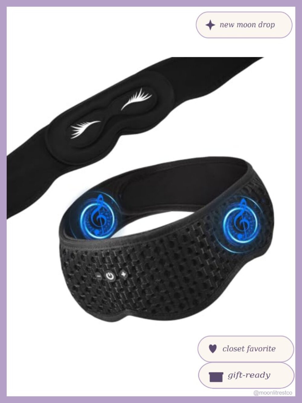 Bluetooth Sleep Mask Headphones 3D Contoured Blackout Adjustable for Side